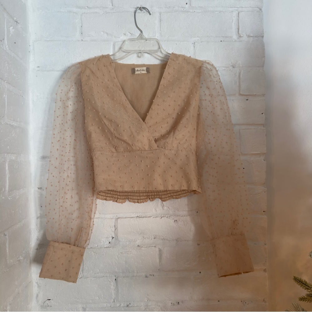 Altar’d State Swiss Dot Sheer Sleeve Blouse – Size Small